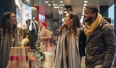 Couple does their holiday shopping.